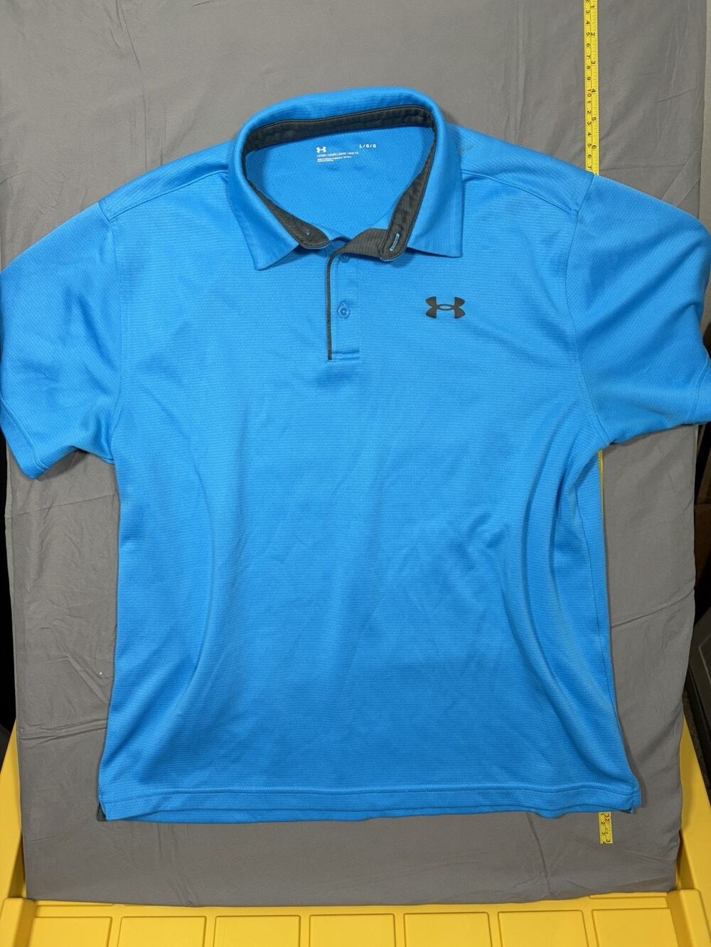 Under Armor Shirt Men's Size L Blue Polo Heat Gear Loose Pullover